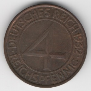 Weimarer Republik coins 4 Pfennig