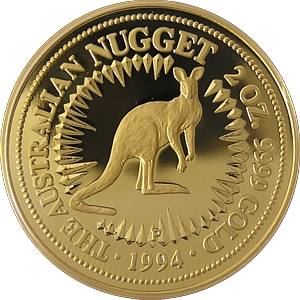 1994 2 Troy Oz Proof Australian Gold Nugget Coin Reverse