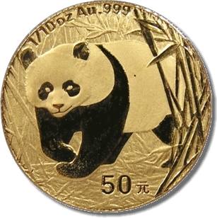 2002 Chinese Gold Panda 1/10 oz Reverse