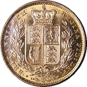 1885M Melbourne Mint Shield Gold Sovereign Reverse