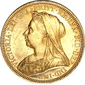 1893S Sydney Mint Gold Sovereign Obverse