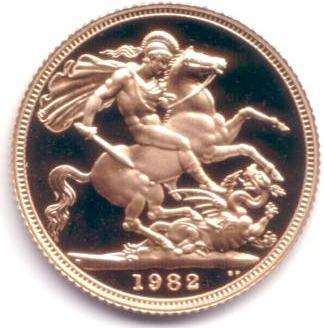 1982 Gold Sovereign Proof Reverse
