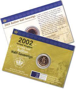 2002 Royal Mint Gold Half Sovereign Presentation Card