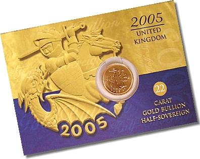 2005 Royal Mint Gold Half Sovereign Presentation Card