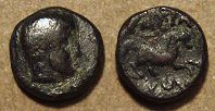 Euthydemus I, Bronze hemi-lepton (quarter unit), 230-220 BC