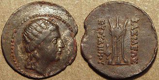 Euthydemus II, Cupro-nickel lepton (half unit), 185-180 BC
