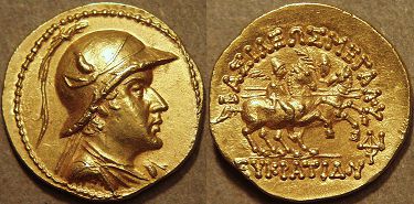 Eucratides I, Gold stater, 171-145 BC