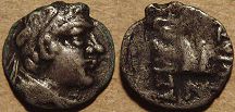 Eucratides I, Silver obol, after 145 BC